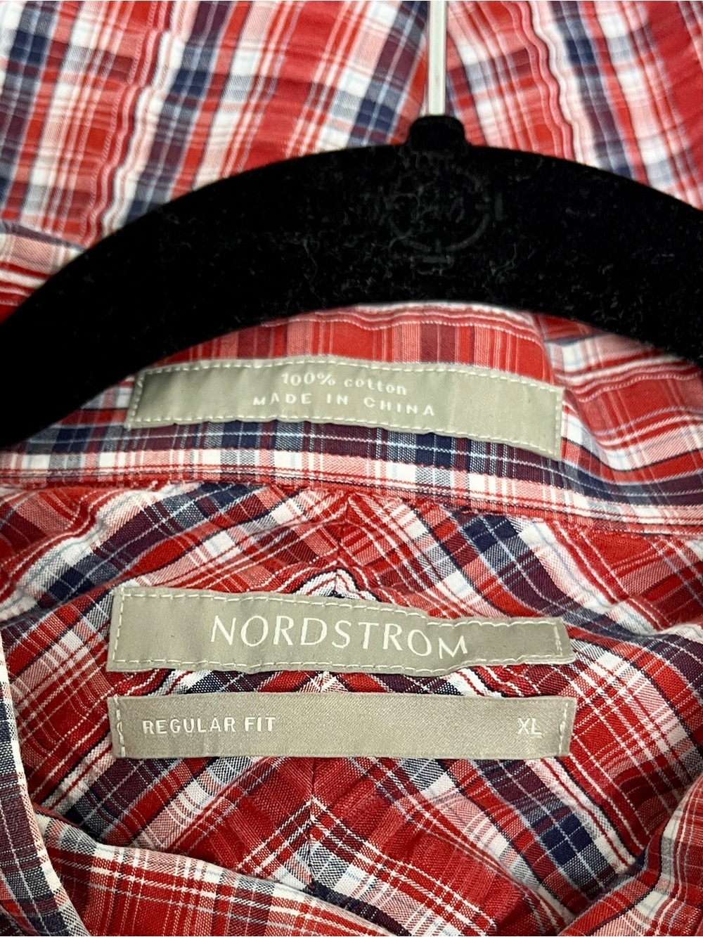 Nordstrom Seersucker Red, White & Blue Plaid Short Sleeve Button Down, Size  XL - Picture 3 of 3